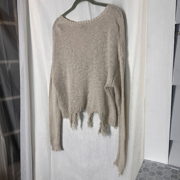 3/$20 💥 Blank Paige Oversized Relaxed Fit Sweater Distressed Cream Frayed Knit - Picture 15 of 15